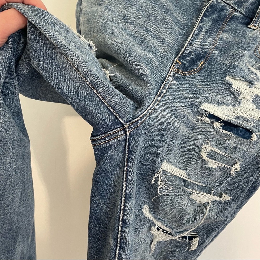 AMERICAN EAGLE AE Ne(x)t Level Curvy High-Waisted Jegging Ripped Patched 4 CURVY - Picture 12 of 16